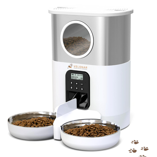 Distributeur Automatique 5L Croquettes pour Animaux de Compagnie VelsnarDuo+